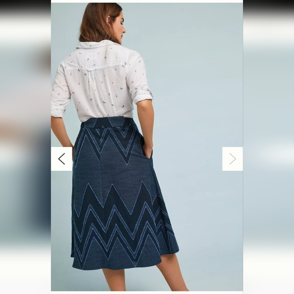 Anthropologie Textured Chevron Midi Skirt - Picture 3 of 11